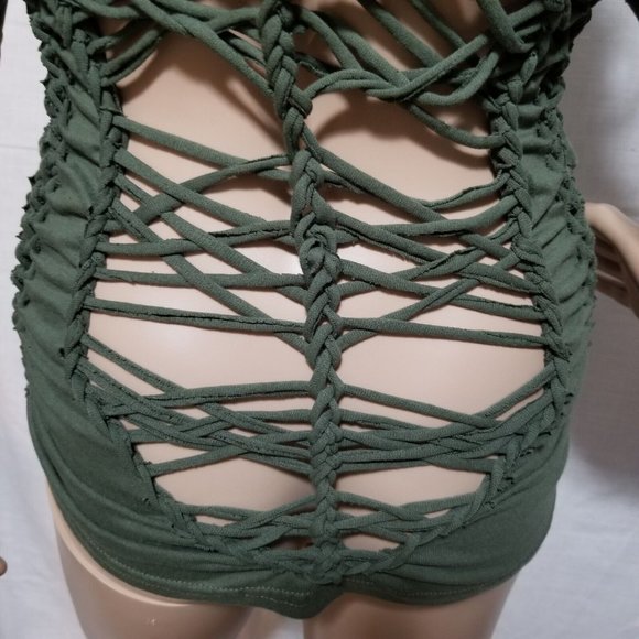 Altered Cut Up Key West Florida Printed Green Short Sleeve Shirt Women's Size XL - Picture 10 of 11